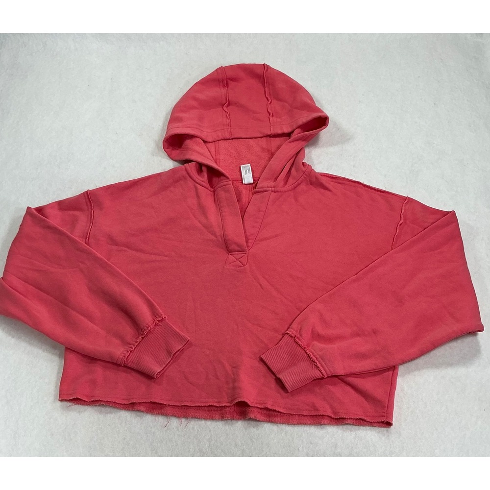Yogalicious Cali Breeze Hoodie Womens Medium Pink Wash Baby Fleece Cropped 1493